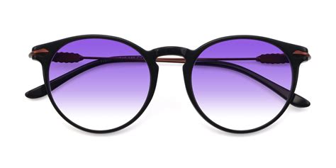 Black Wayfarer Geek-Chic Keyhole Bridge Gradient Sunglasses with Purple Sunwear Lenses - 17660