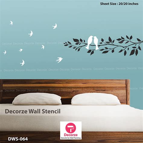 Bedroom wall painting ideas | tree branch stencils | Wall Painting ...