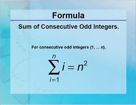 Formulas--Sum of Consecutive Odd Integers | Media4Math