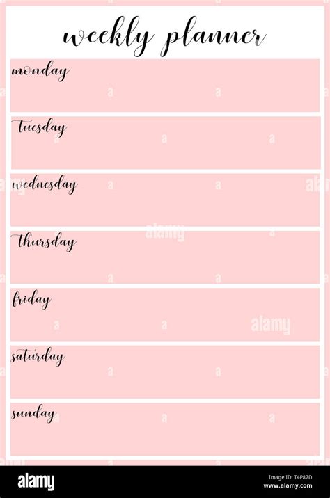 Weekly planner template. Organising,planning, schedule planner. Pink ...