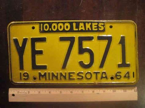 License Plate, Minnesota, 1964, State Motto: 10, 000