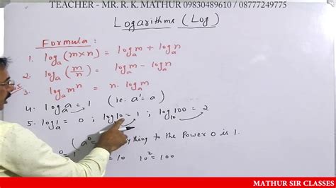 Formula of Logarithms (log) | Mathematics videos | Mathur Sir Classes - YouTube