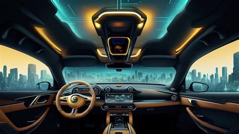 Premium AI Image | Futuristic car interior in a futuristic city