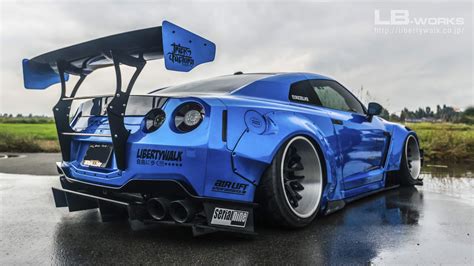 Blue Nissan GT-R Sports Car