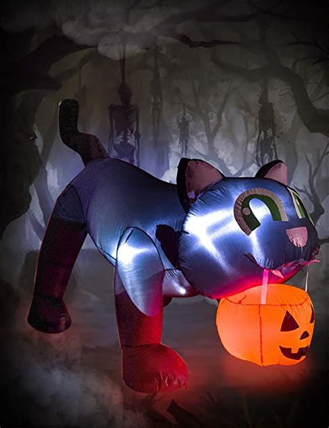 AmazonSmile: AJY 8 Feet Giant Black Cat with Pumpkin Inflatable LED Lights Decor Outdoor Indoor ...