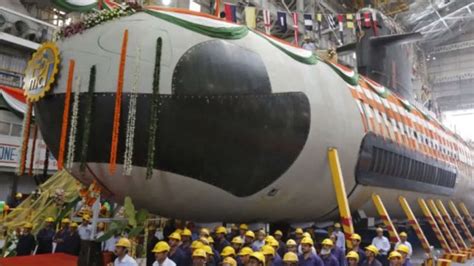 India Launches First Scorpene Submarine