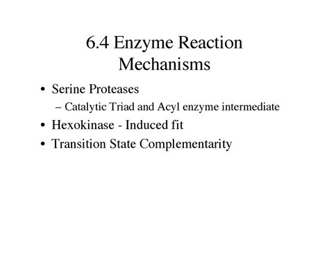 Notes on Enzyme Reaction Mechanism - Biochemistry I | Chem 471 - Docsity