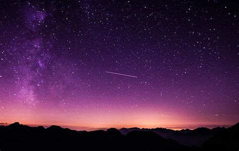 HD wallpaper: Starry sky, Night, Purple sky, Twilight, Mountains, HD ...