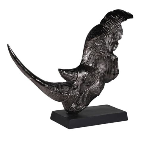 Silver Aluminium Rhino Sculpture with Black Base - Large Floor