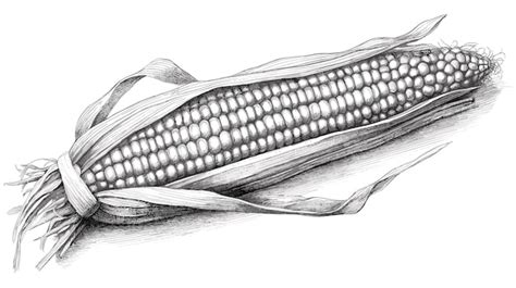 Corn black and white drawing on white background vector | Premium AI-generated vector