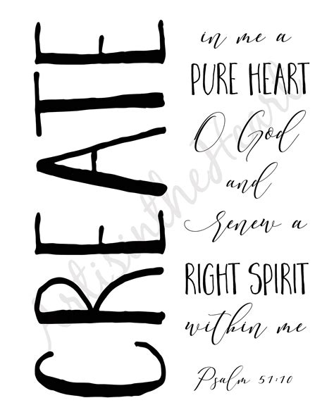 Create in Me a Clean Heart Print Printable Art Digital Print - Etsy