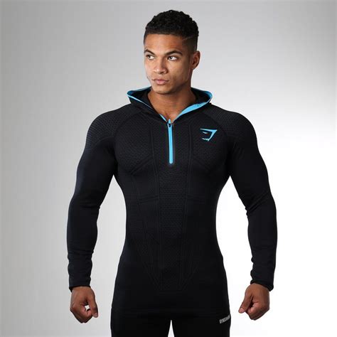 Gymshark Onyx Seamless Hooded Top - Black at Gymshark | Gym outfit men ...