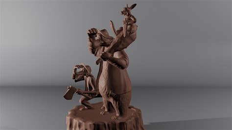 Splash Mountain Statue with Brer Fox Brer Bear and Brer Rabbit 3D model 3D printable | CGTrader