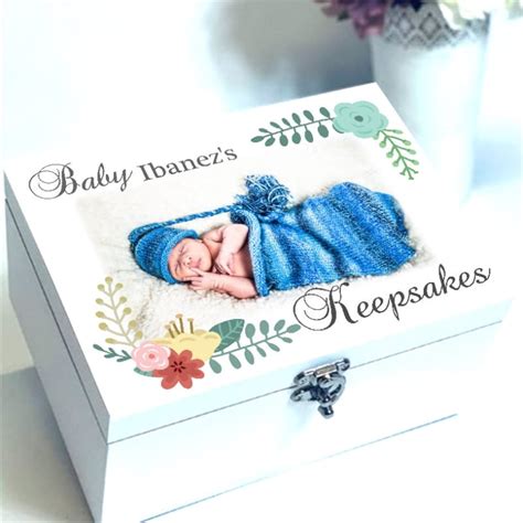 White Wood Baby Keepsake Box