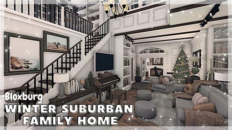 BLOXBURG: Winter Suburban Family Home Speedbuild (interior + full tour ...