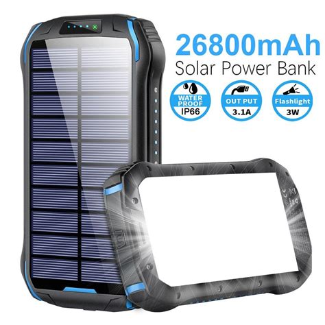 Buy 26800mAh Solar Power Bank for IPhone 11 Samsung Xiaomi Powerbank ...