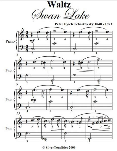 Waltz from Swan Lake Easy Piano Sheet Music eBook by Peter Ilyich ...