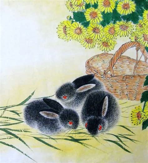 Chinese Rabbit Painting 0 4449017, 50cm x 50cm(19〃 x 19〃)