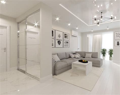 White & Grey Interior Design In The Modern Minimalist Style | Grey ...