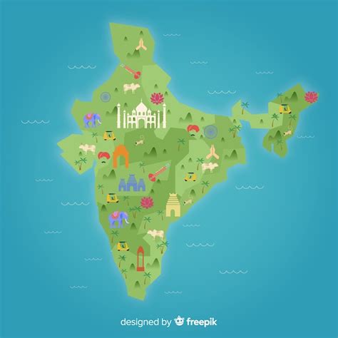 Free Vector | Hand drawn map of india