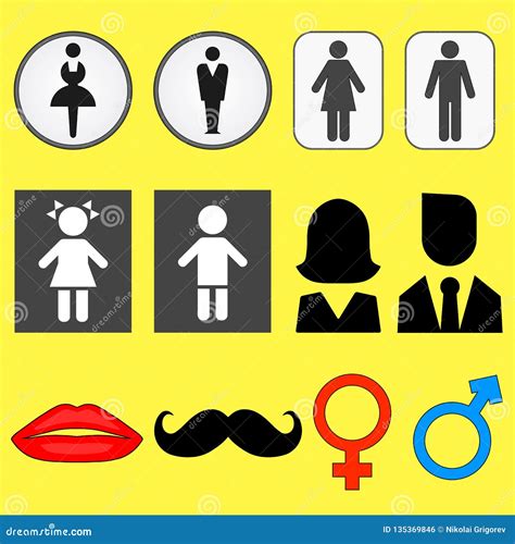 Set of Icons of Illustrations of Male and Female Symbols Stock Vector ...