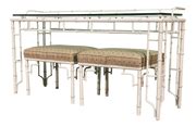 Home › Faux Bamboo Metal Fretwork Console Table and Matching Stools