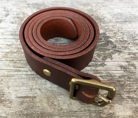 Simple brown leather belt Brown leather work belt Full grain | Etsy