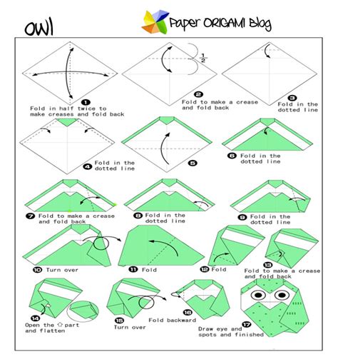 Owl Origami Folding Diagram | Origami Photos