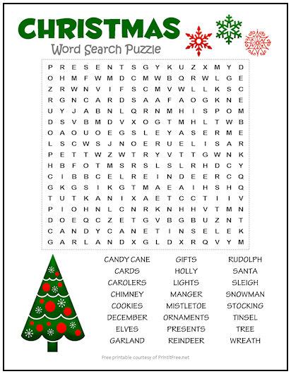 Christmas Word Search Puzzle | Print it Free