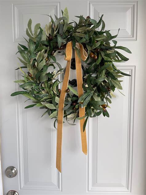 Year Round Olive Wreath, Olive Leaves Branch Wreath for Front Door, Every Day Greenery Wreath ...