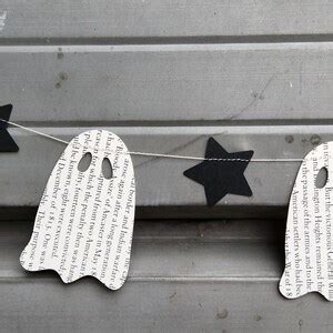 Ghost Garland Halloween Decoration Paper Garland Book Page - Etsy Canada