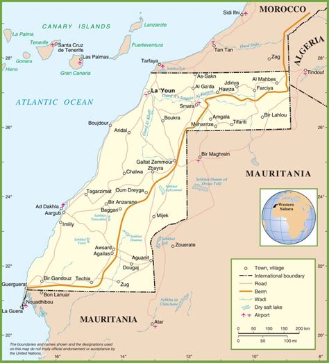 Large detailed political map of Western Sahara - Ontheworldmap.com