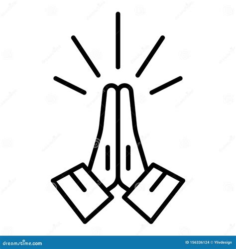 Hands Folded in Prayer Icon, Outline Style Stock Vector - Illustration of anatomy, human: 156336124