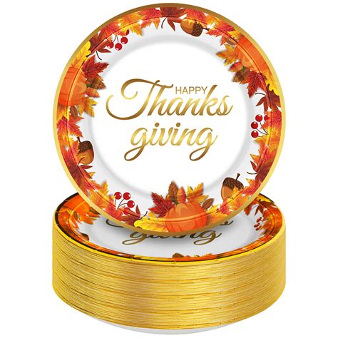 100 PCS Thanksgiving Plates, Large 9" Thanksgiving Paper Plates ...