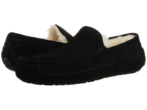 UGG Ascot (Black Suede) Men's Slippers | Slippers.com - Shop Comfy