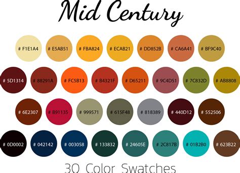 Mid Century, Color Swatches, Color Palette, iPad - Etsy