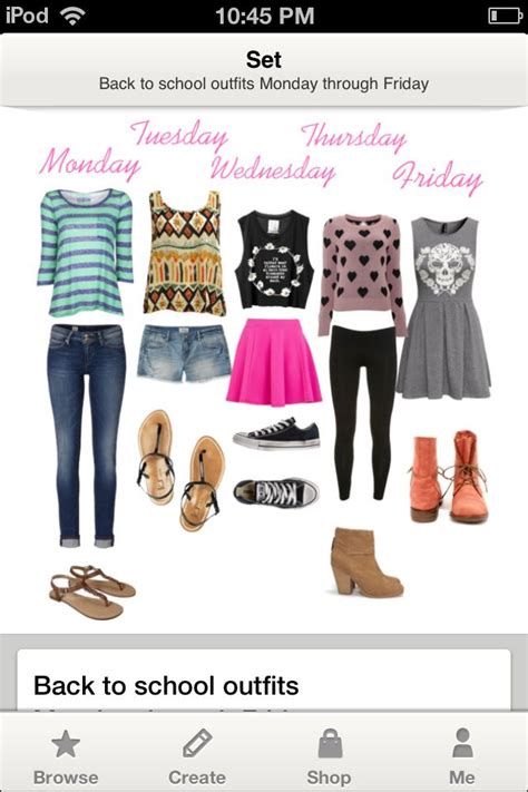 Monday /Tuesday /Wednesday /Thursday /Friday school outfits Polyvore ...