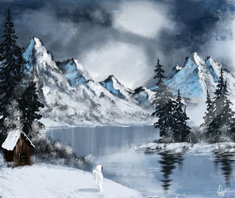 Bob Ross Winter Mountain Art Print Painting Bob Ross Poster Bob Ross Collection Bob Art ...