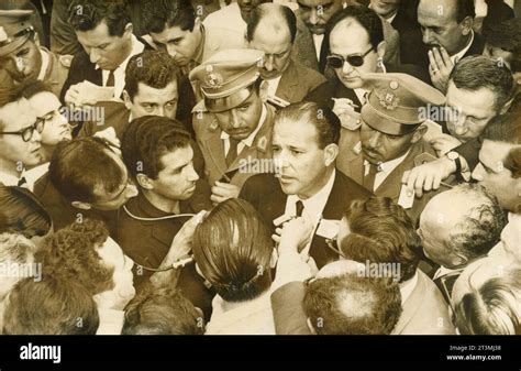 Brazilian politician and President Joao Goulart arrives in Uruguay ...