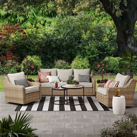 Better Homes & Gardens River Oaks 5-Piece Wicker Conversation Set with ...