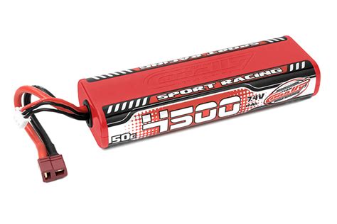 4500mAh 7.4v 2S 30C Rounded Hardcase Sport Racing LiPo Battery with Hardwired T-Plug Connector ...