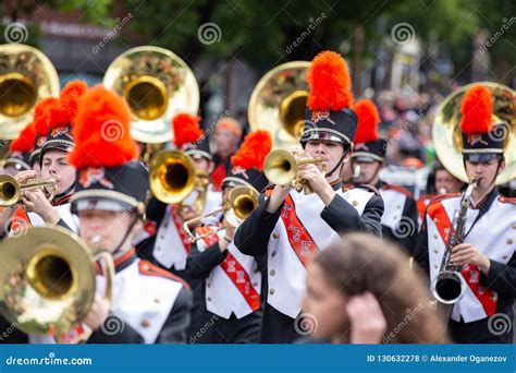 Teenage Marching Band with Flutes and Tubas Editorial Stock Photo ...