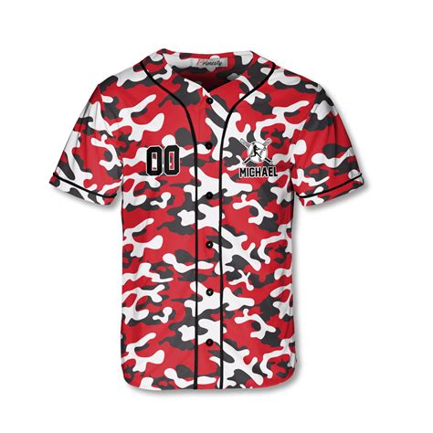 Red Camouflage Inspiration Custom Baseball Jersey - Primesty