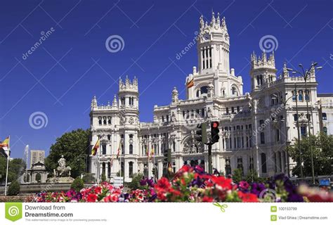 The Cybele Palace City Hall, and the Fountain in Madrid Stock Image ...