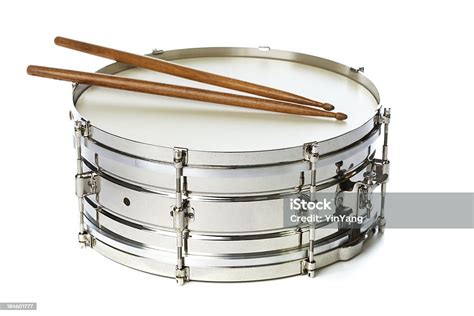 Silver Snare Tin Drum With Sticks Stock Photo - Download Image Now ...