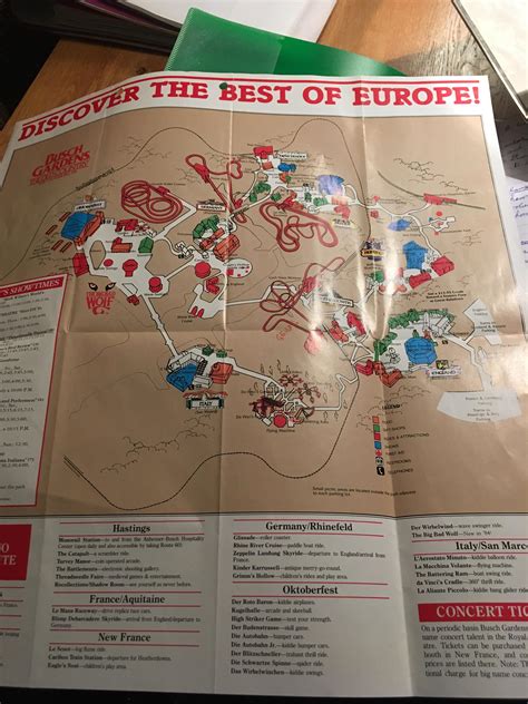 Busch Gardens Williamsburg Park Map from 1984 : r/rollercoasters