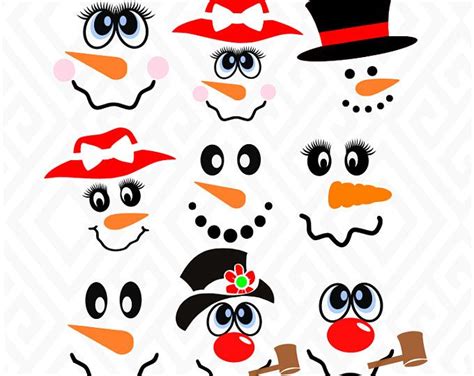 Cute Snowman Face Clip Art