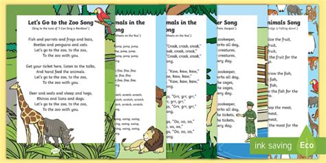 Zoo Nursery Rhymes Lyrics Song Resource Pack | Twinkl