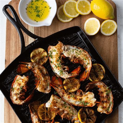 Grilled Lobster Tails with Lemon Garlic Butter | Blacklock Triple Seasoned Cast Iron