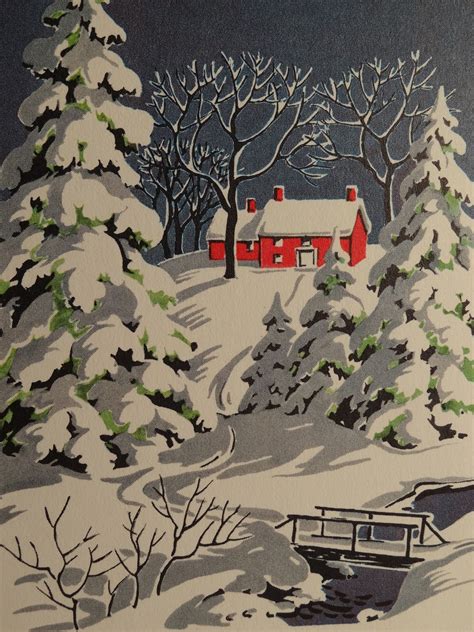 Winter Snow Scene | Vintage christmas cards, Christmas scenes ...